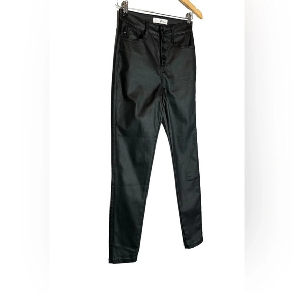 Kancan Faux Leather Skinny Pants Size 27 Button Fly High Rise Ankle Stretch EUC - Picture 5 of 11